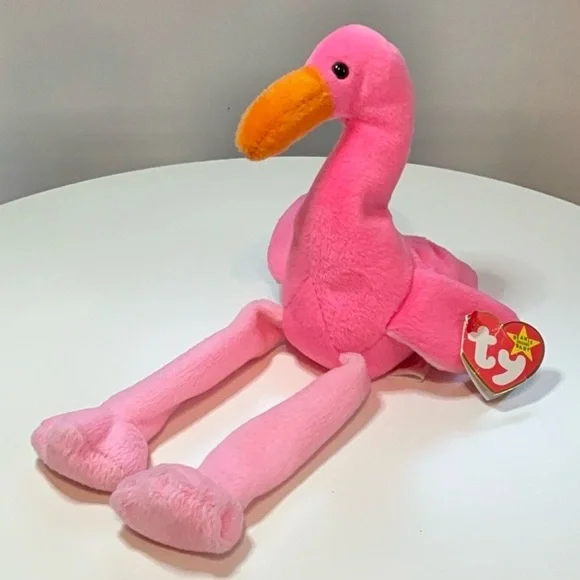 TY Beanie Babies PINKY NWT Pink Flamingo 1995 DOB February 13, 1995 - Picture 2 of 11